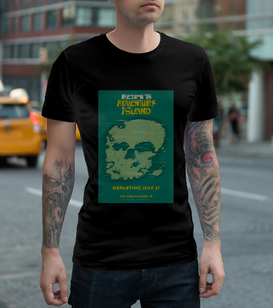 Return To Adventure Island Tiki Time Machine 18 Departing July 21 Hidden Harbor T-Shirt