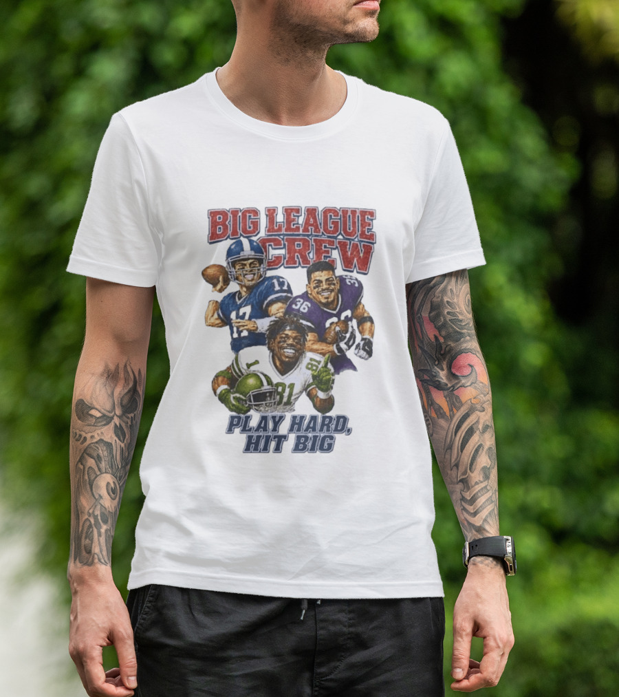 Big League Crew #17 Rocket #36 Bruiser #81 Flash Play Hard Hit Big Football Players T-Shirt