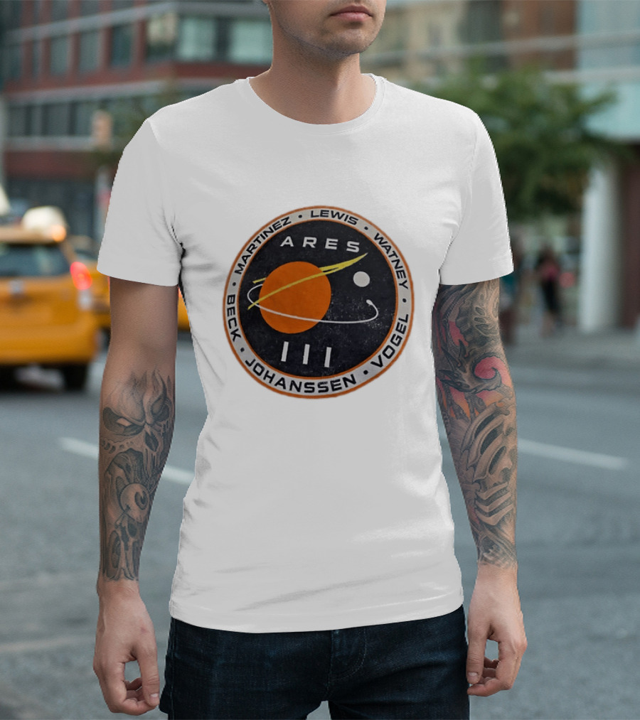 Ares III Mission Crew Patch Martinez Lewis Watney Beck Johanssen Vogel T-Shirt