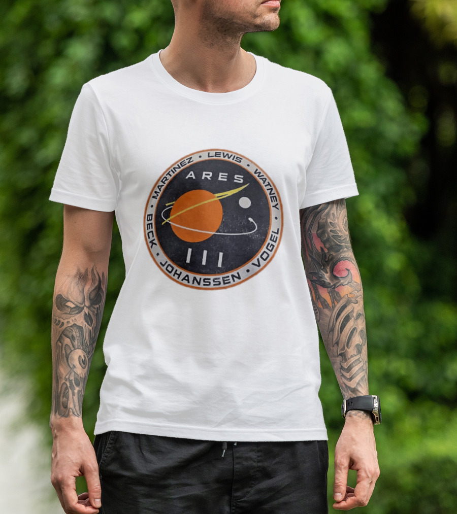 Ares III Mission Crew Patch Martinez Lewis Watney Beck Johanssen Vogel T-Shirt