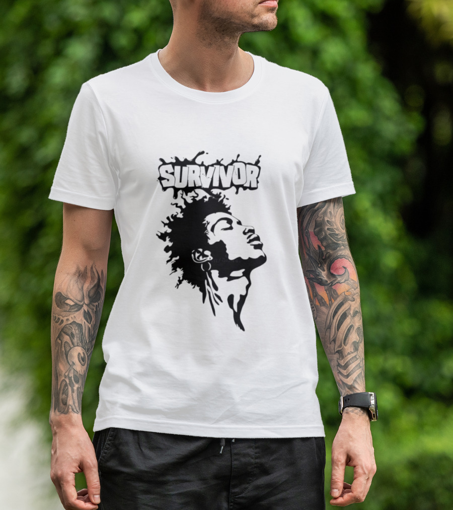 Survivor Black Power Profile Afro T-Shirt