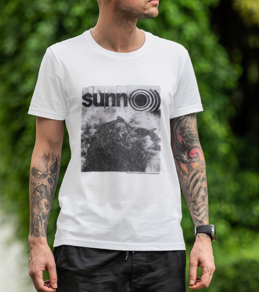Sunn O))) Brain Dead Collaboration Black And White Distressed T-Shirt