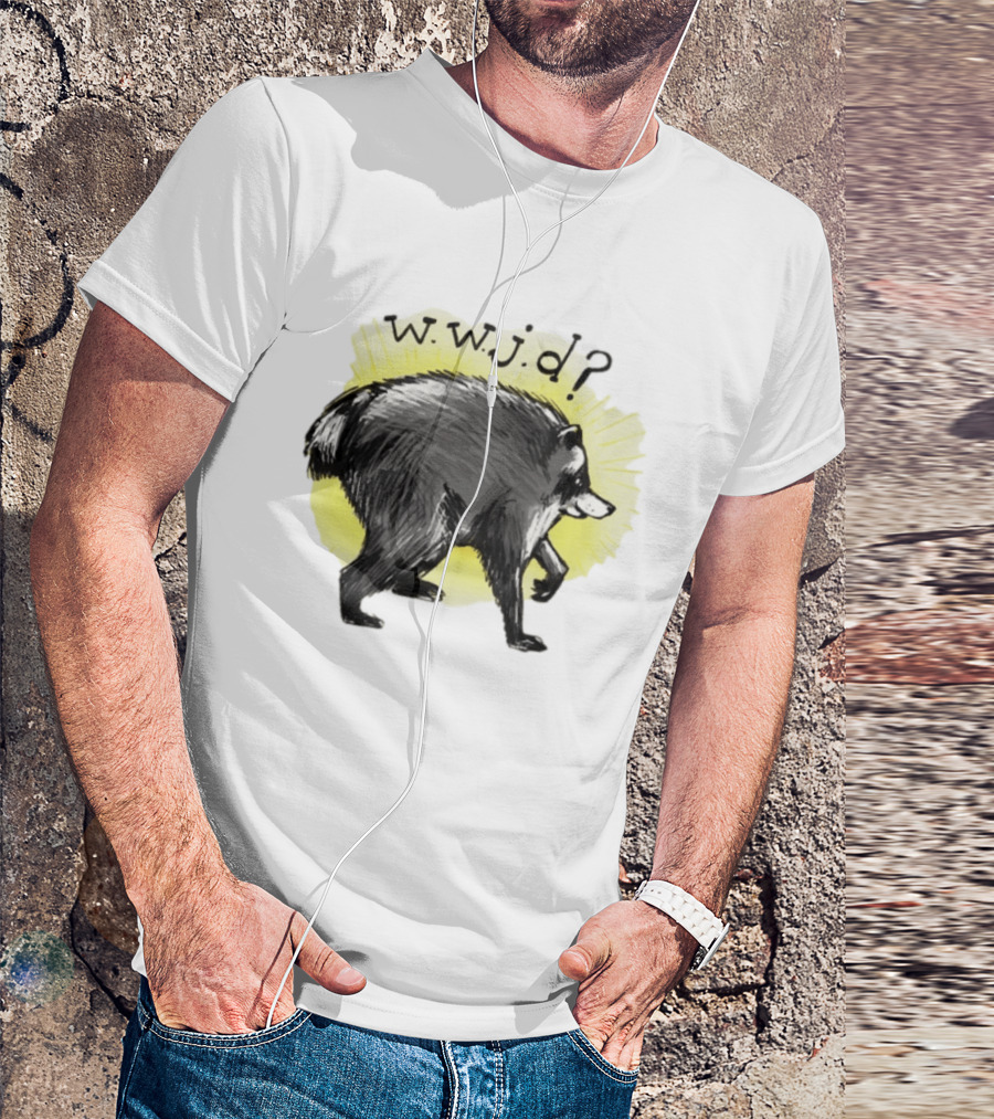 Jimothy Raccoon Seattle 2026 WWJD What Would Jimmy Do Hand Drawn T-Shirt