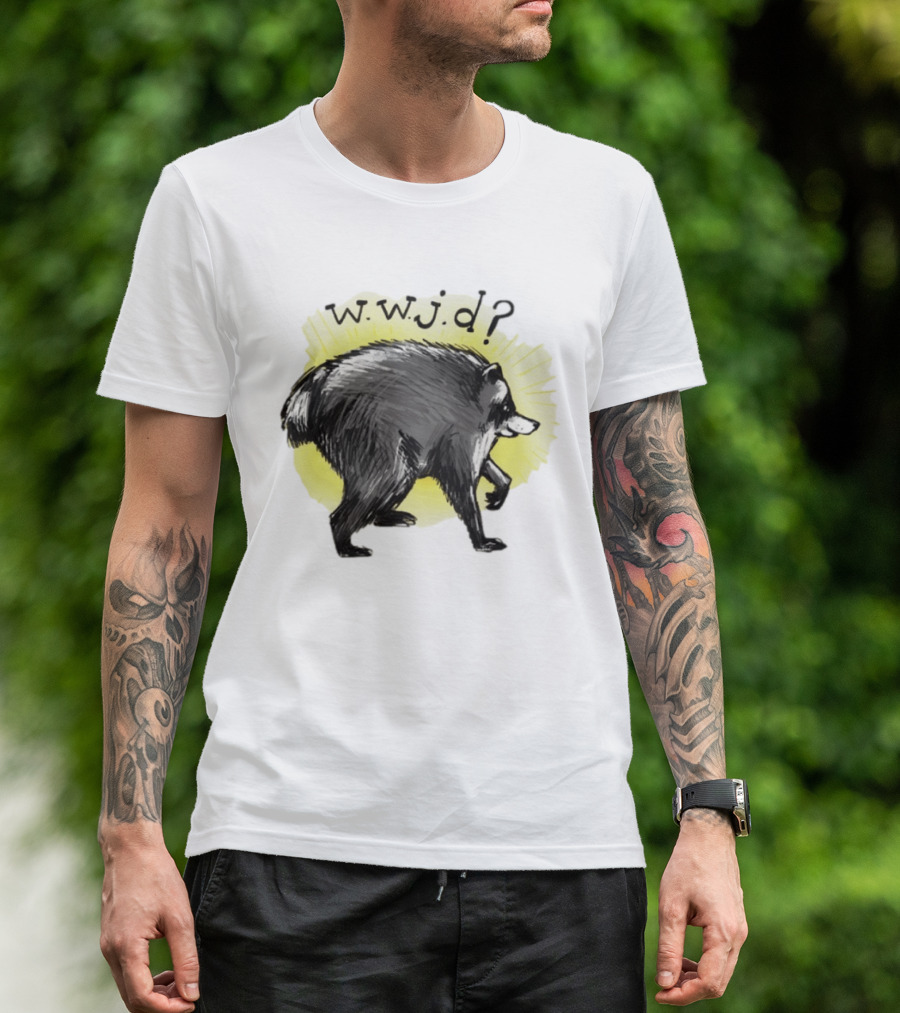 Jimothy Raccoon Seattle 2026 WWJD What Would Jimmy Do Hand Drawn T-Shirt