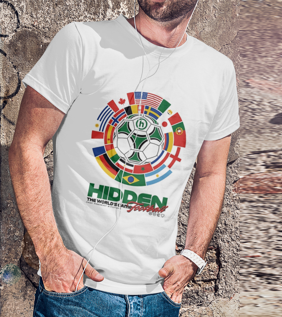Hidden The World's Game Football Multinational Flags Circle Soccer Ball T-Shirt