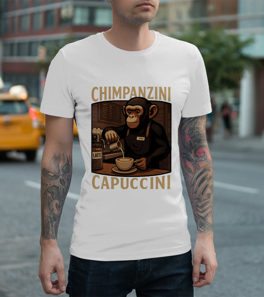 Chimpanzini Capuccini Latte Barista Chimp 'Toni T-Shirt