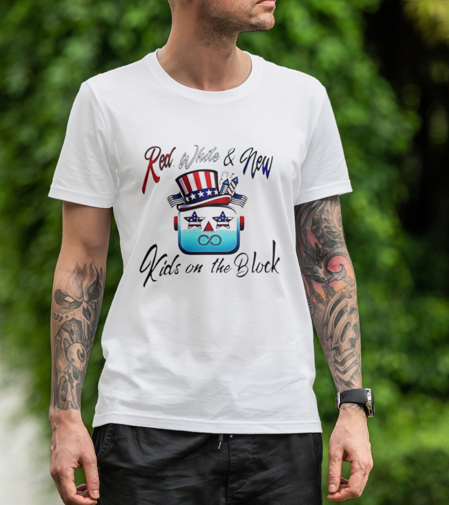 Red White And New Kids On The Block Patriotic Robot Fourth Of July T-Shirt