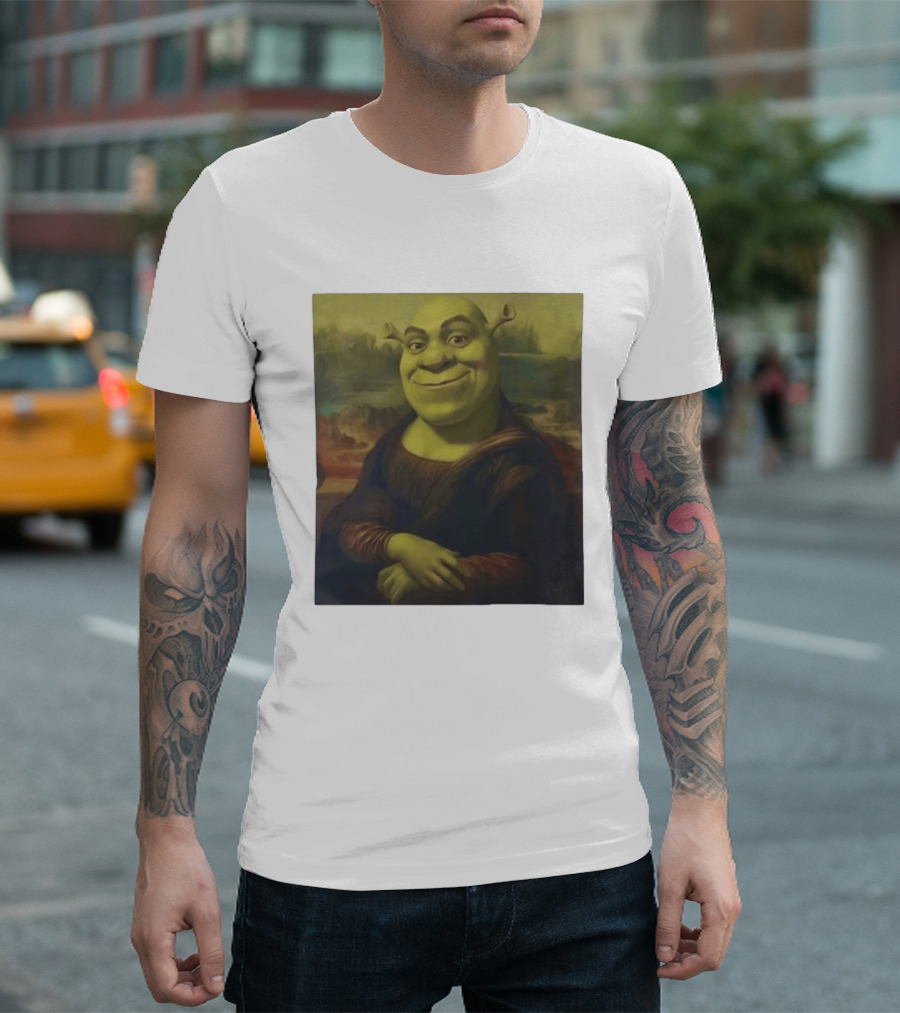 Shrek Mona Lisa Crossover Painting T-Shirt