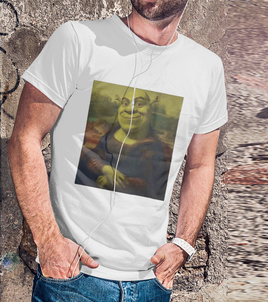 Shrek Mona Lisa Crossover Painting T-Shirt