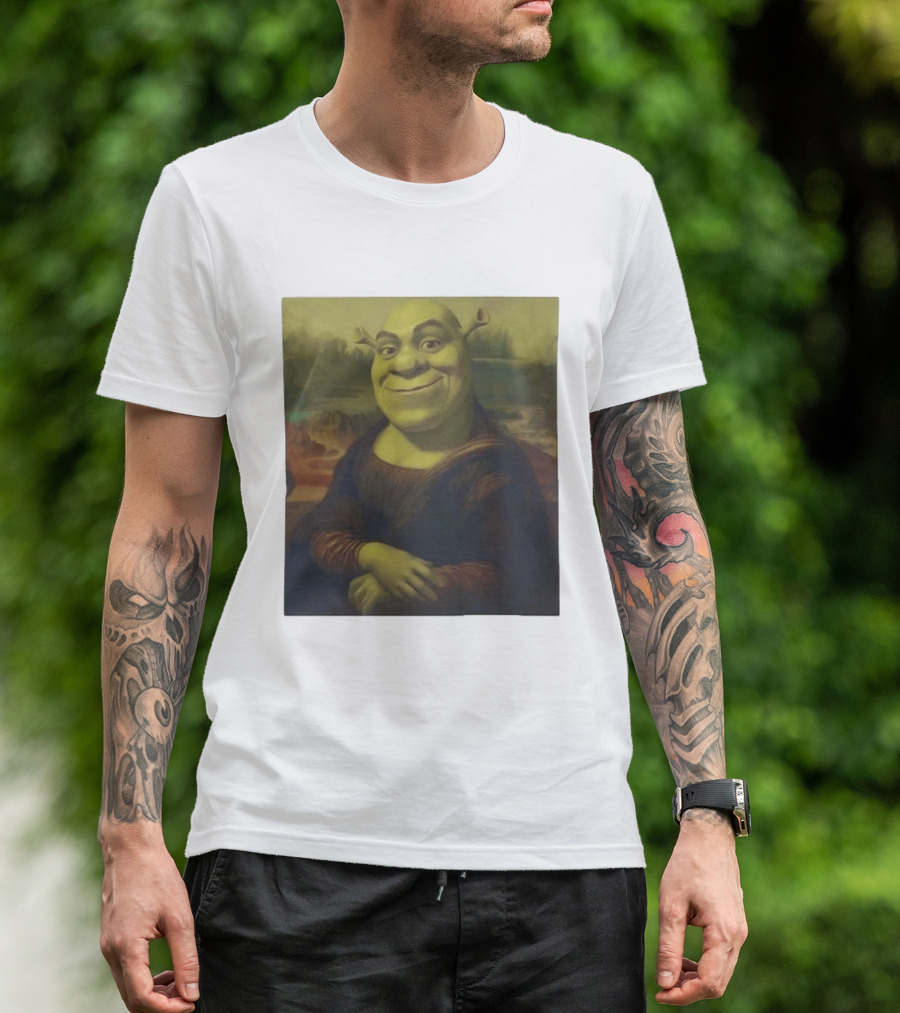 Shrek Mona Lisa Crossover Painting T-Shirt