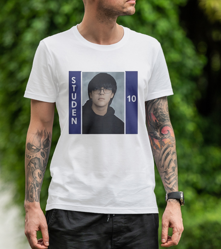 STUDEN 10 Blue And White Framed T-Shirt