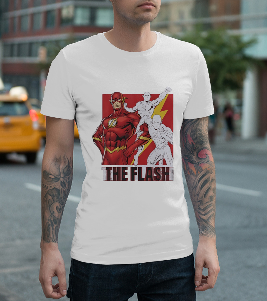 The Flash Scarlet Speedster DC Comics Lightning Bolt Heroic Pose T-Shirt