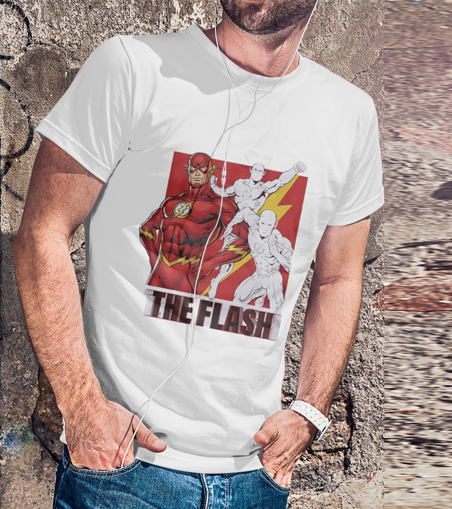 The Flash Scarlet Speedster DC Comics Lightning Bolt Heroic Pose T-Shirt
