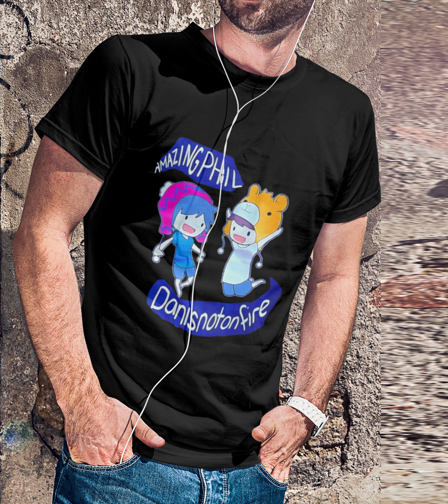 Amazing Phil Danisnotonfire Cartoon Characters Jumping T-Shirt