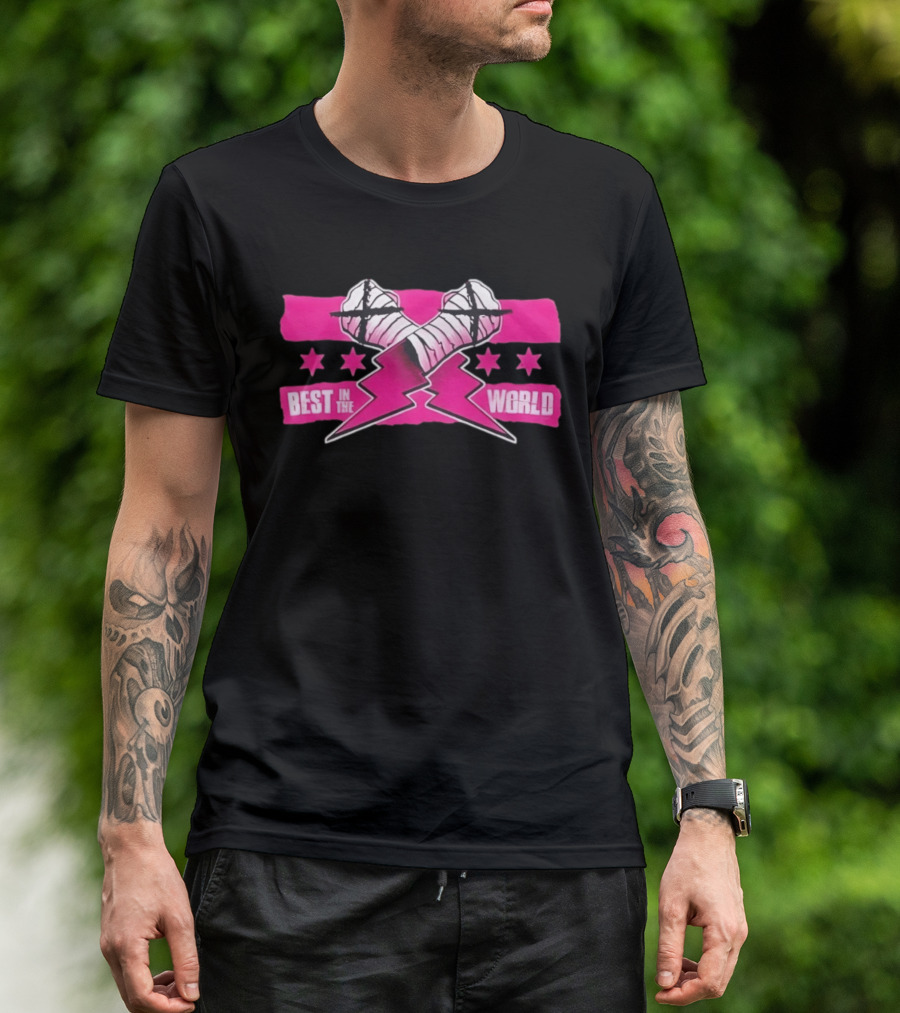 Best In The World CM Punk Crossed Bandaged Fists Lightning Bolt Stars T-Shirt