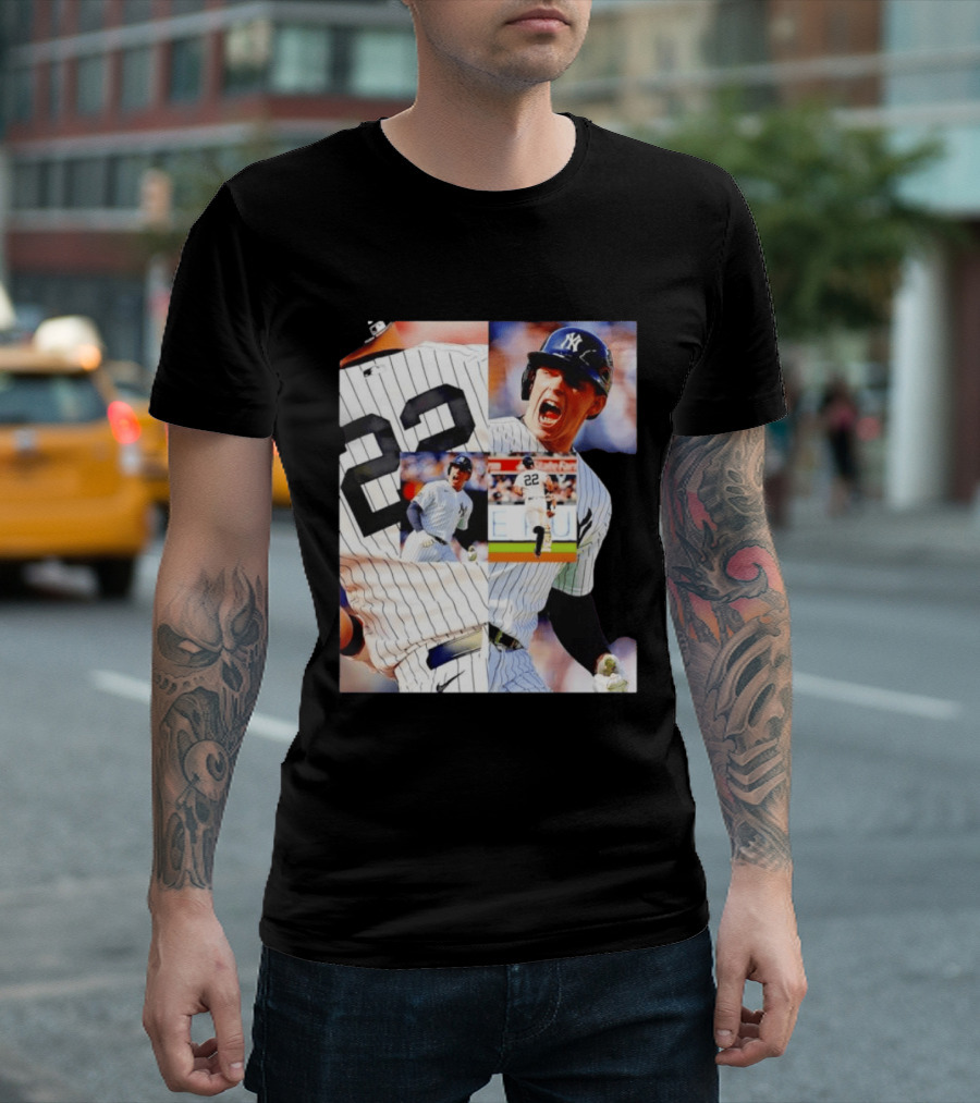Harrison Bader No 22 Yankees Pinstripe Collage With Action Shots T-Shirt