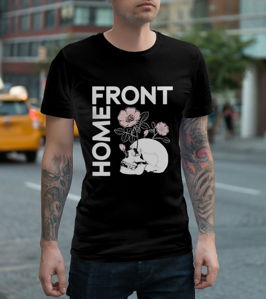 Homefront Skull With Pink Flowers T-Shirt