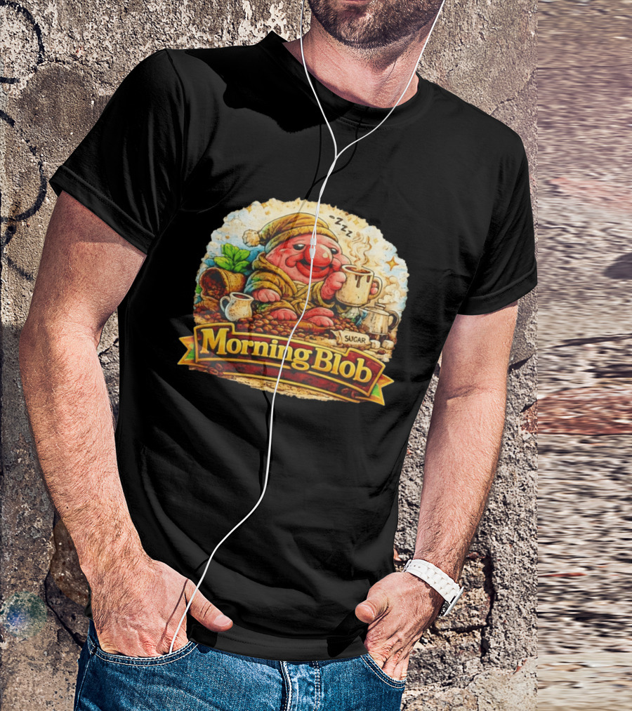 Cozy Morning Blob Coffee Drinker Sugar Delight Relaxation T-Shirt