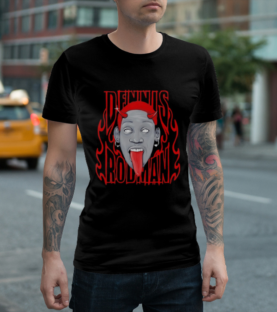 Dennis Rodman Red Horns Fire Flame T-Shirt