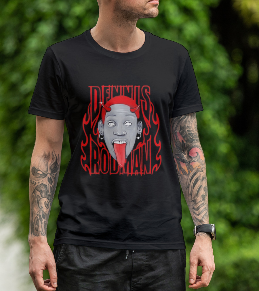 Dennis Rodman Red Horns Fire Flame T-Shirt