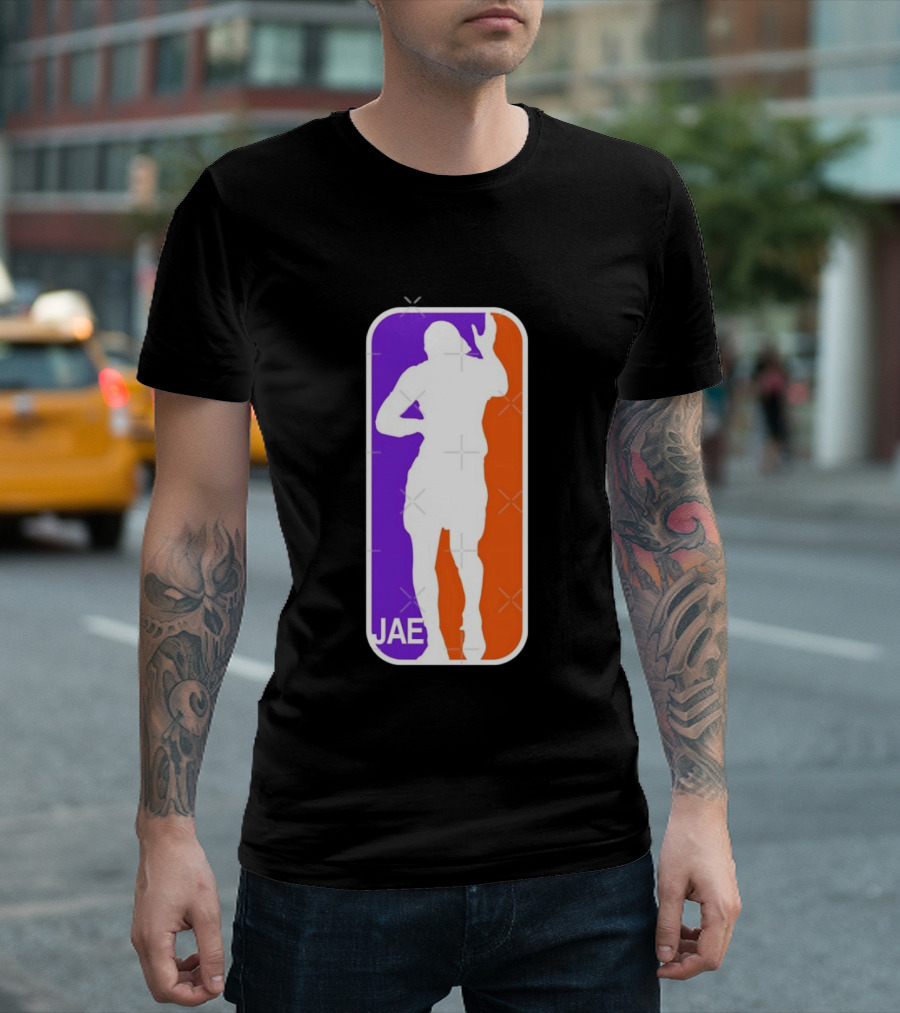 Jae Basketball Pose Purple And Orange T-Shirt