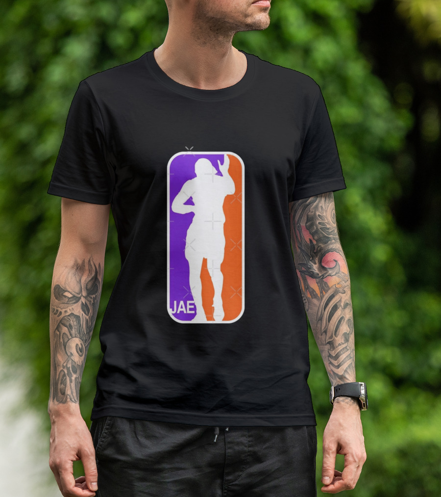 Jae Basketball Pose Purple And Orange T-Shirt