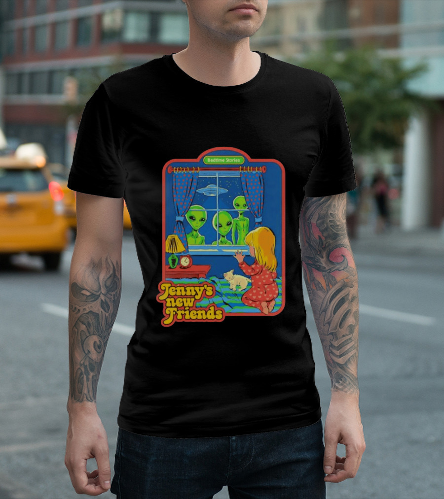 Jenny's New Friends Bedtime Stories Alien Window Scene T-Shirt
