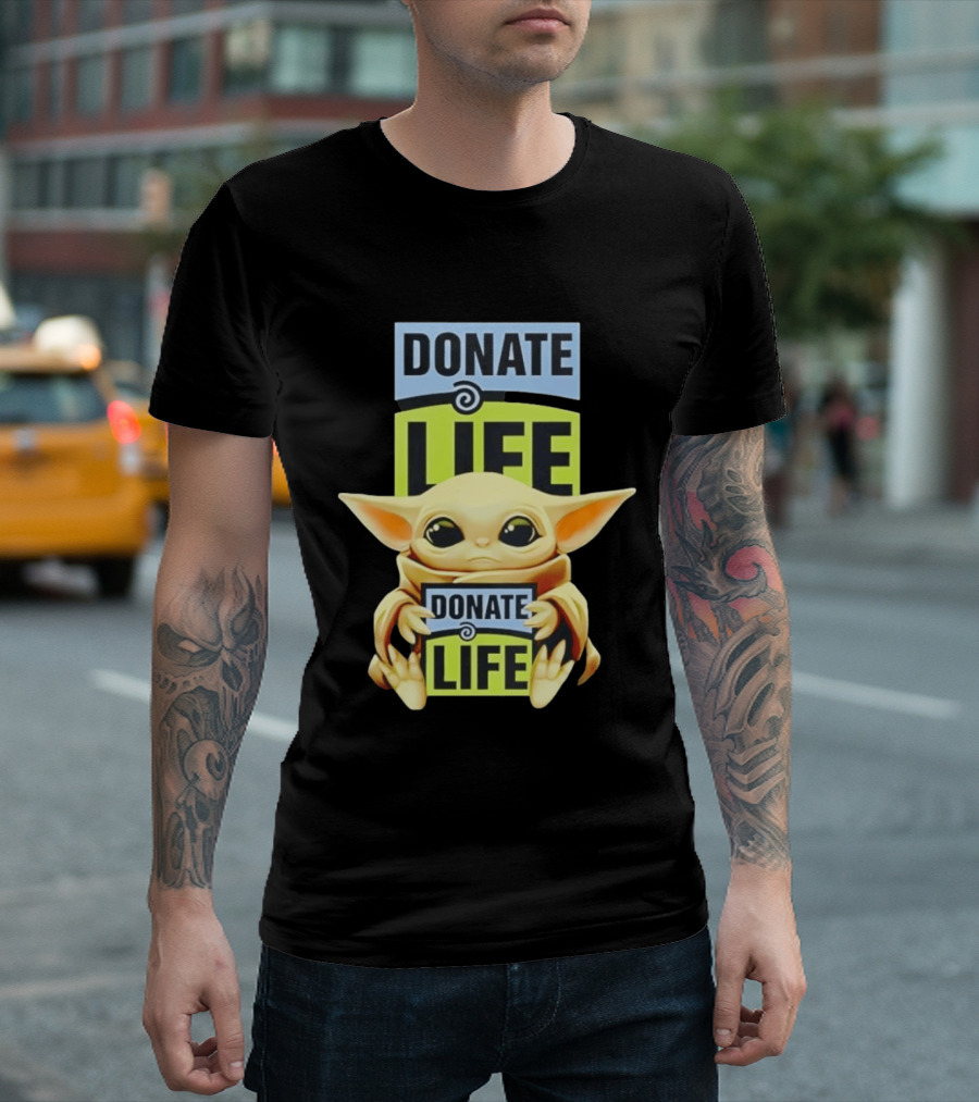 Donate Life Grogu Holding Donate Life Sign T-Shirt