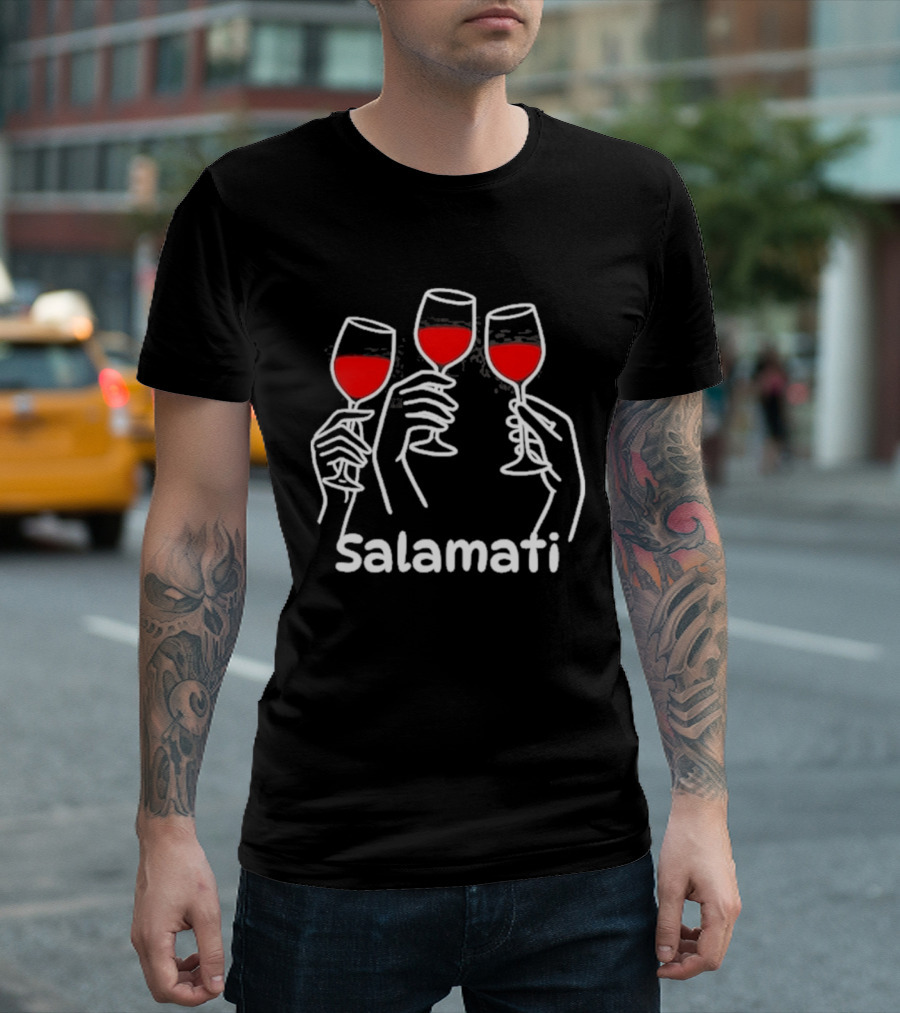 Salamati Wine Glass Toast Celebration T-Shirt