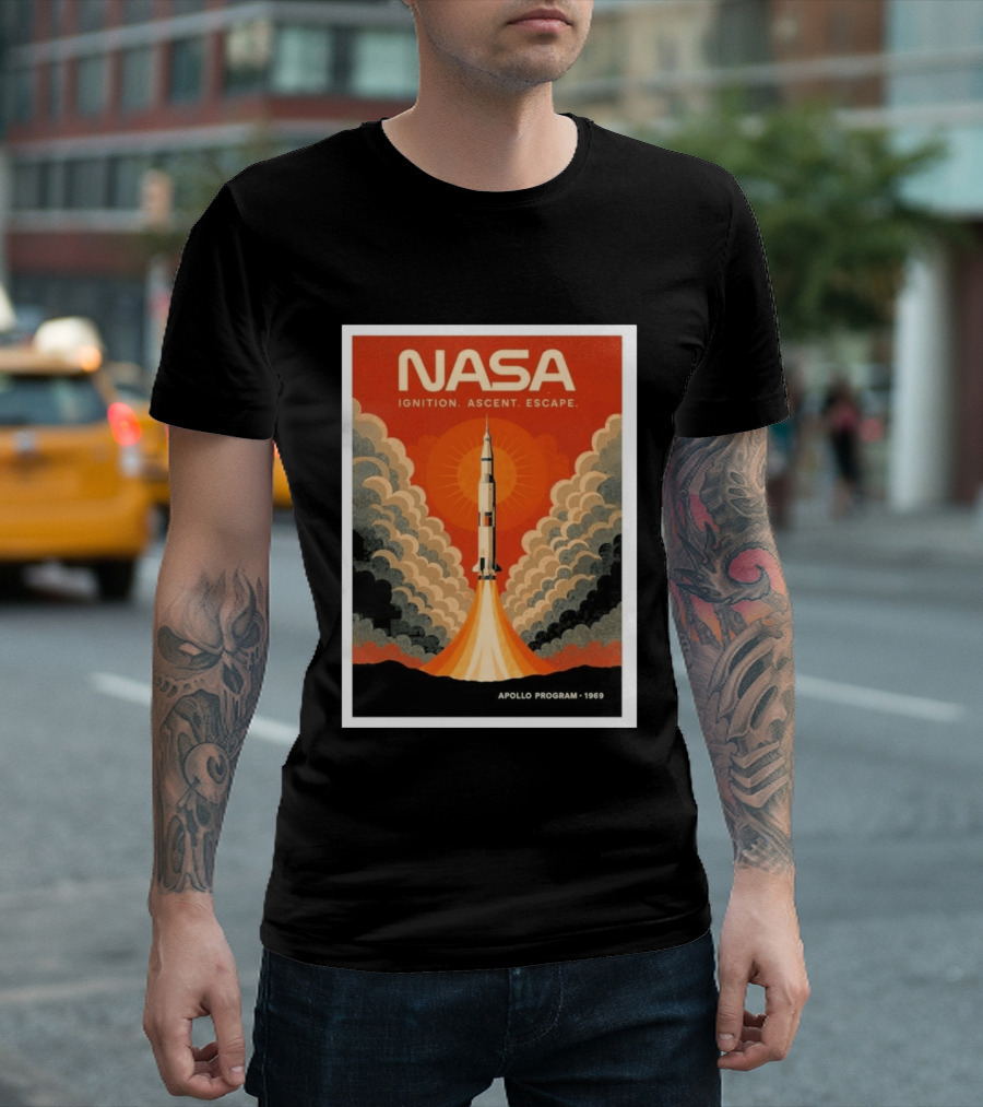 NASA Ignition Ascent Escape Apollo Program 1969 Rocket Launch T-Shirt