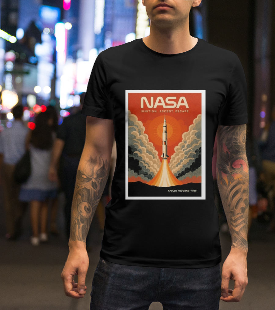 NASA Ignition Ascent Escape Apollo Program 1969 Rocket Launch T-Shirt