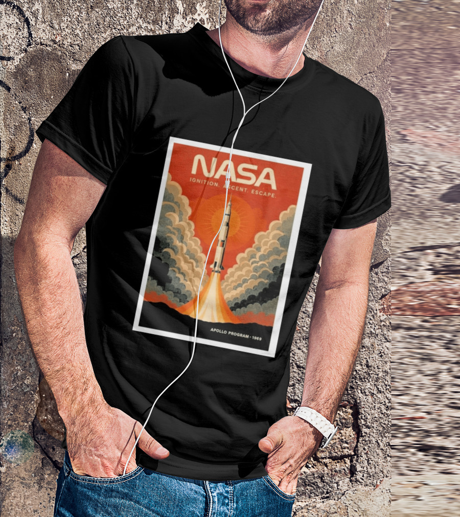 NASA Ignition Ascent Escape Apollo Program 1969 Rocket Launch T-Shirt