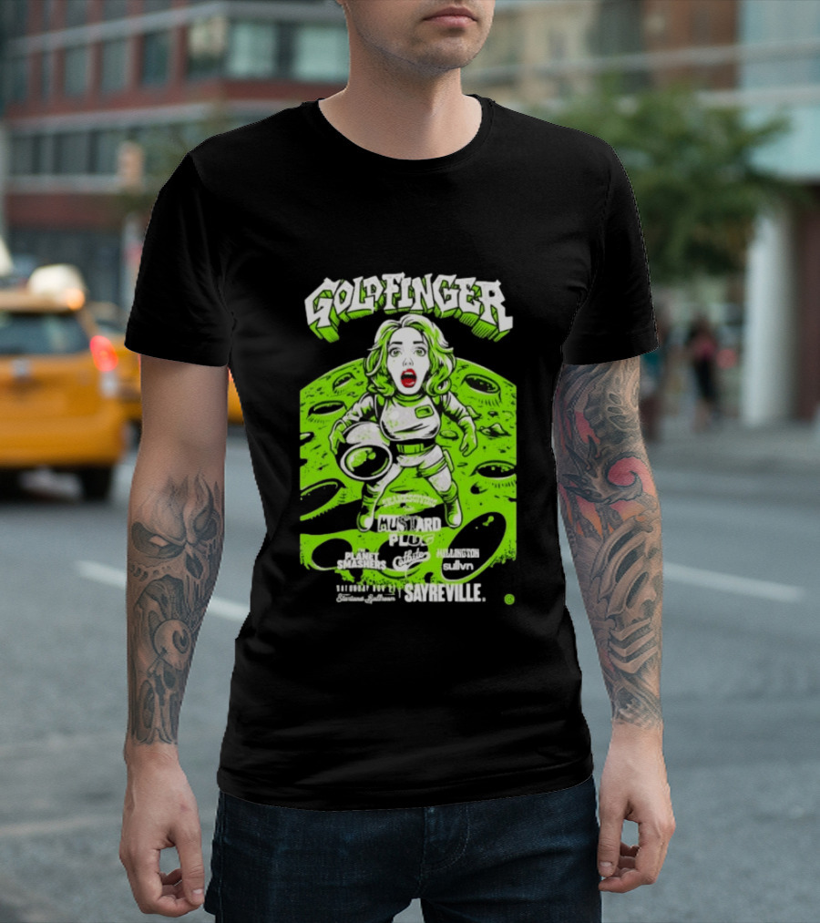 Goldfinger Mustard Plug The Planet Smashers Catbite Millington Skanksgiving Sayreville Alien Space Scene T-Shirt