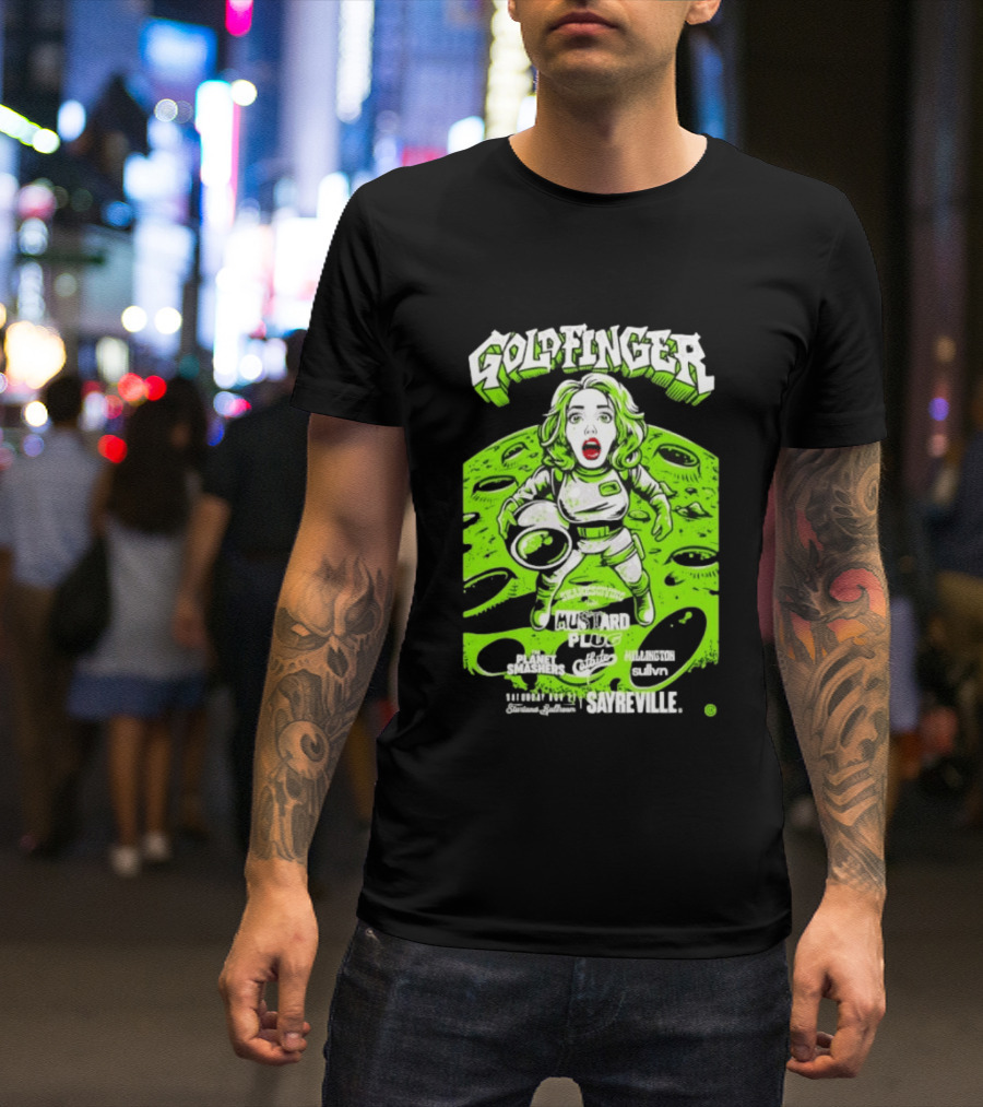 Goldfinger Mustard Plug The Planet Smashers Catbite Millington Skanksgiving Sayreville Alien Space Scene T-Shirt