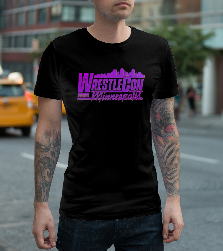 WrestleCon Destination Minneapolis Professional Wrestling Event Skyline T-Shirt