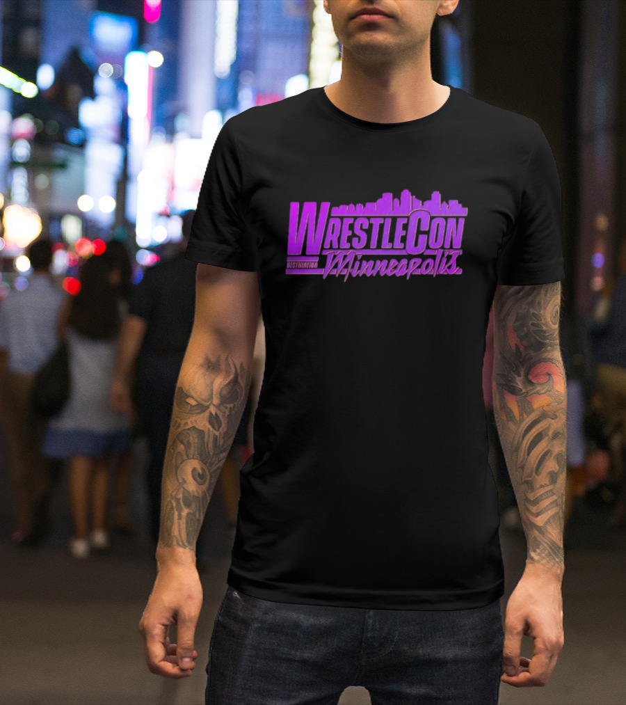 WrestleCon Destination Minneapolis Professional Wrestling Event Skyline T-Shirt