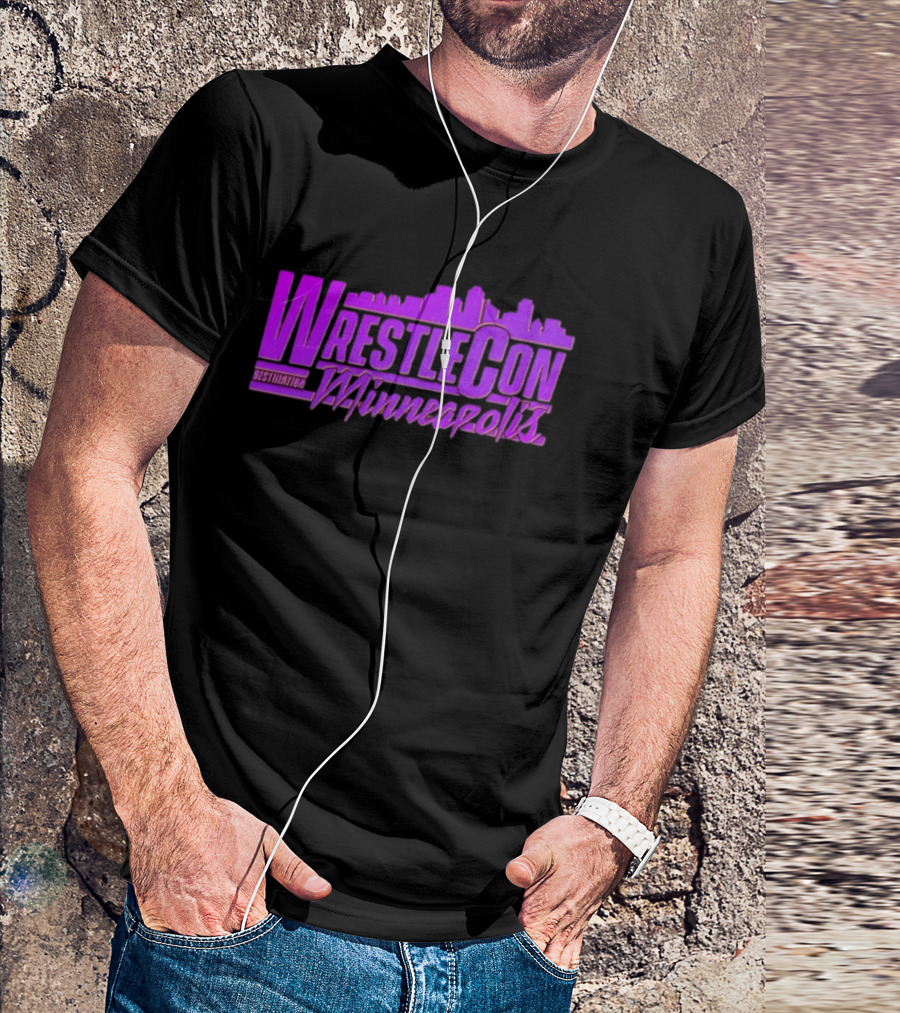 WrestleCon Destination Minneapolis Professional Wrestling Event Skyline T-Shirt