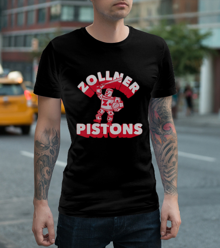 Zollner Pistons Vintage Robot Baseball Character NBA History T-Shirt