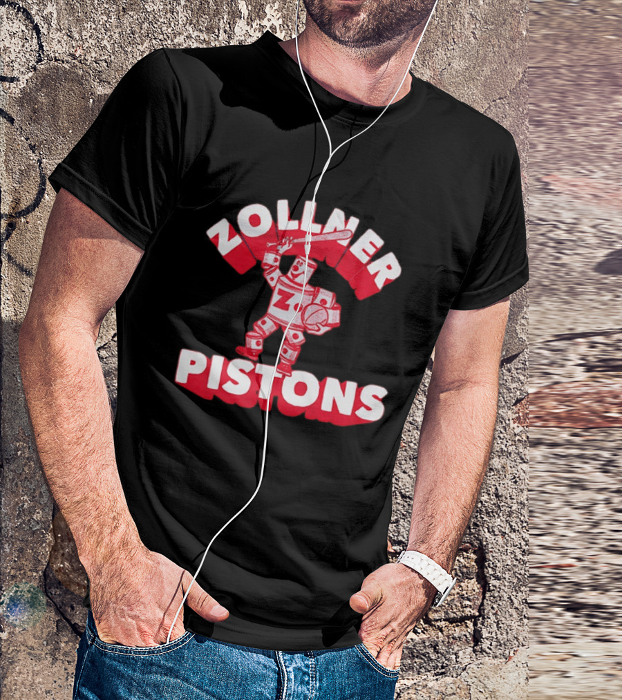 Zollner Pistons Vintage Robot Baseball Character NBA History T-Shirt