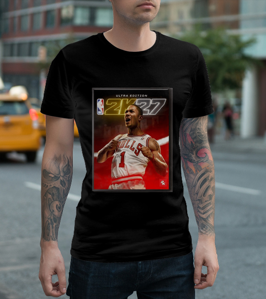 NBA 2K27 Ultra Edition Derrick Rose Bulls Cover Athlete T-Shirt