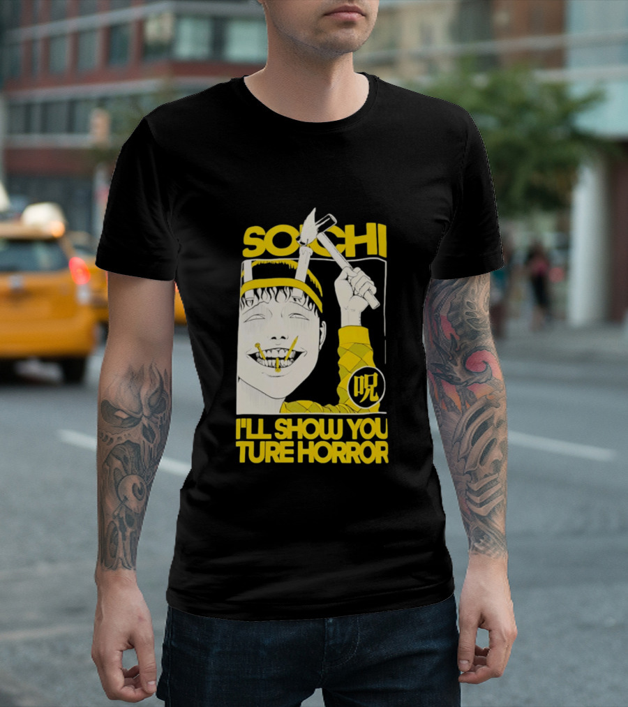 Soichi I'll Show You True Horror Junji Ito Manga Character Creepy Smile Yellow T-Shirt
