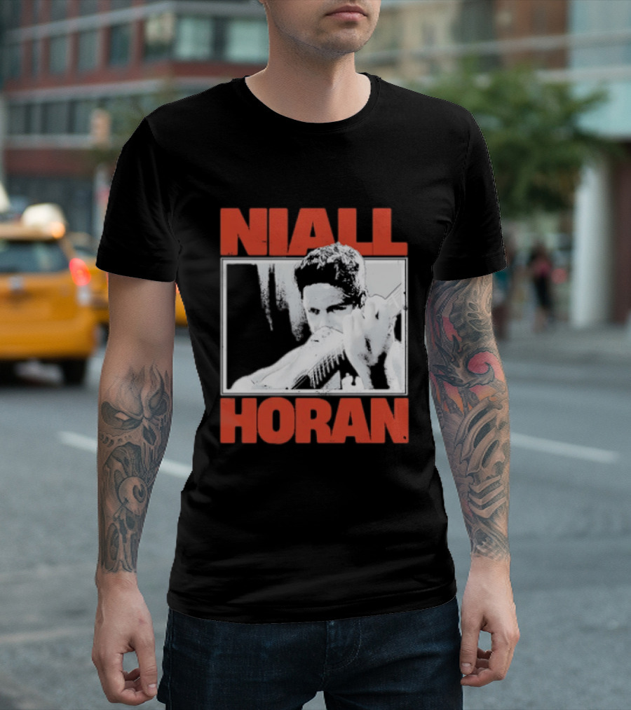Niall Horan Playing Guitar Black And White T-Shirt