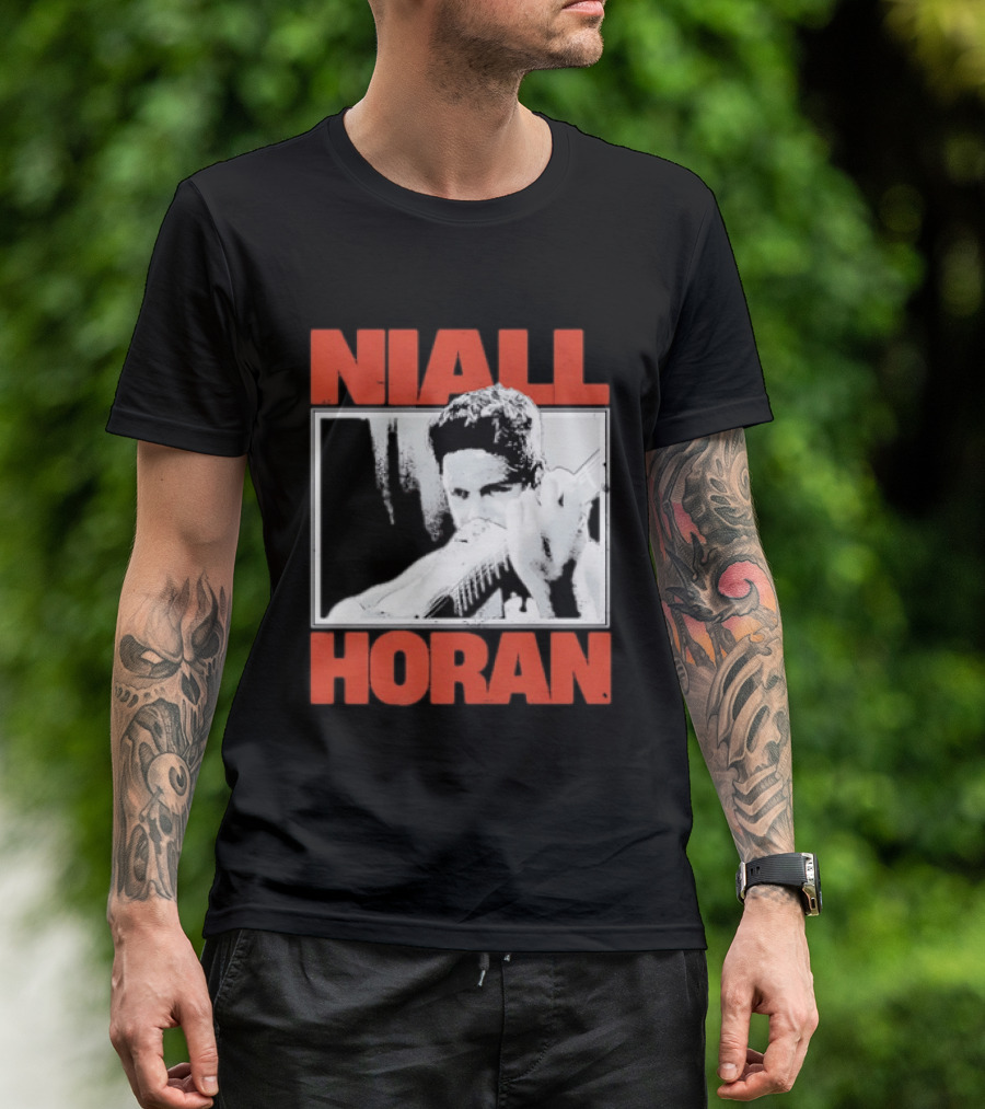 Niall Horan Playing Guitar Black And White T-Shirt