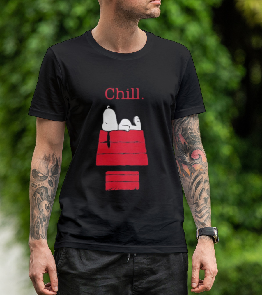 Peanuts Snoopy Chill Relaxing On Red Doghouse T-Shirt