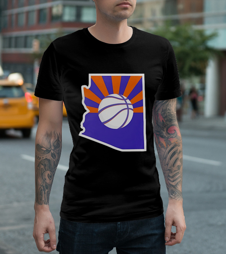 Phoenix Suns Arizona Basketball State Map Suns Set T-Shirt