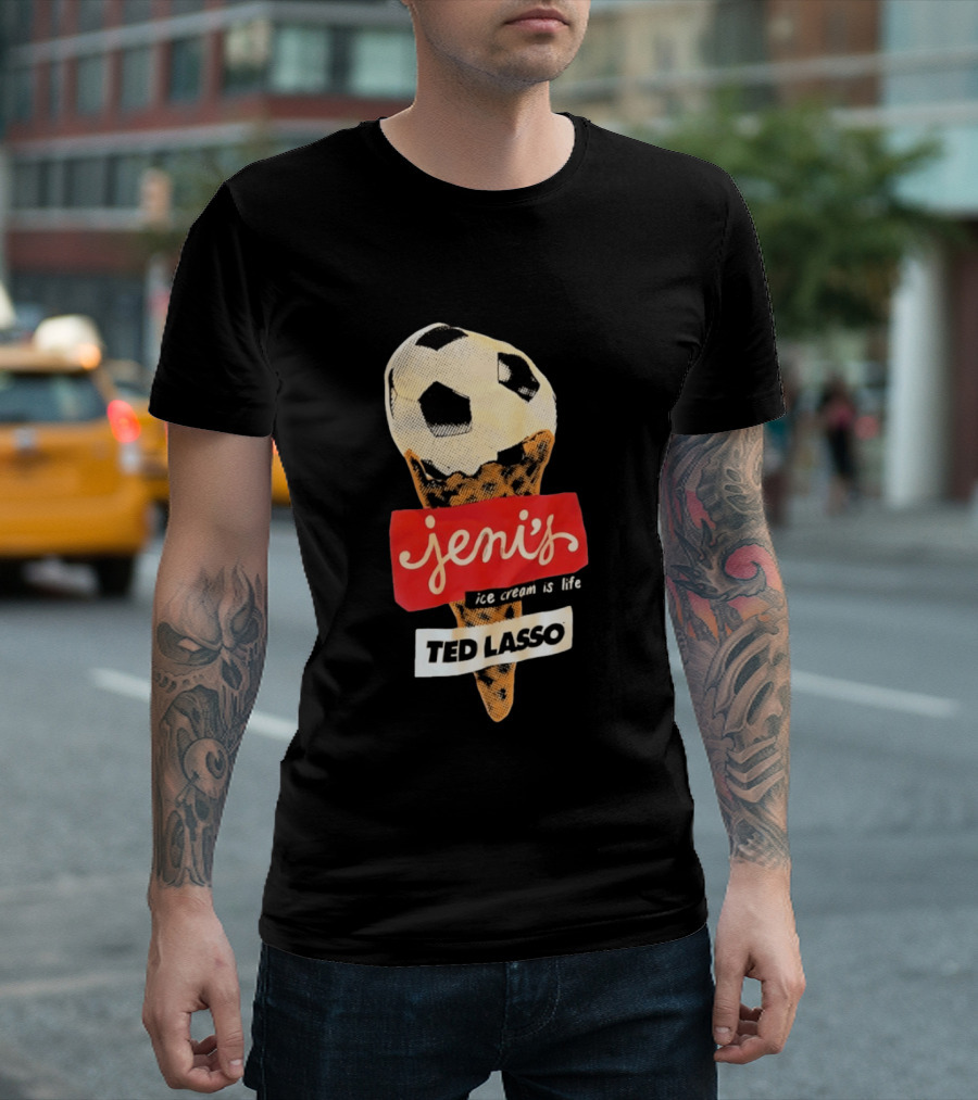 Jeni's Ice Cream Is Life Soccer Cone Ted Lasso T-Shirt