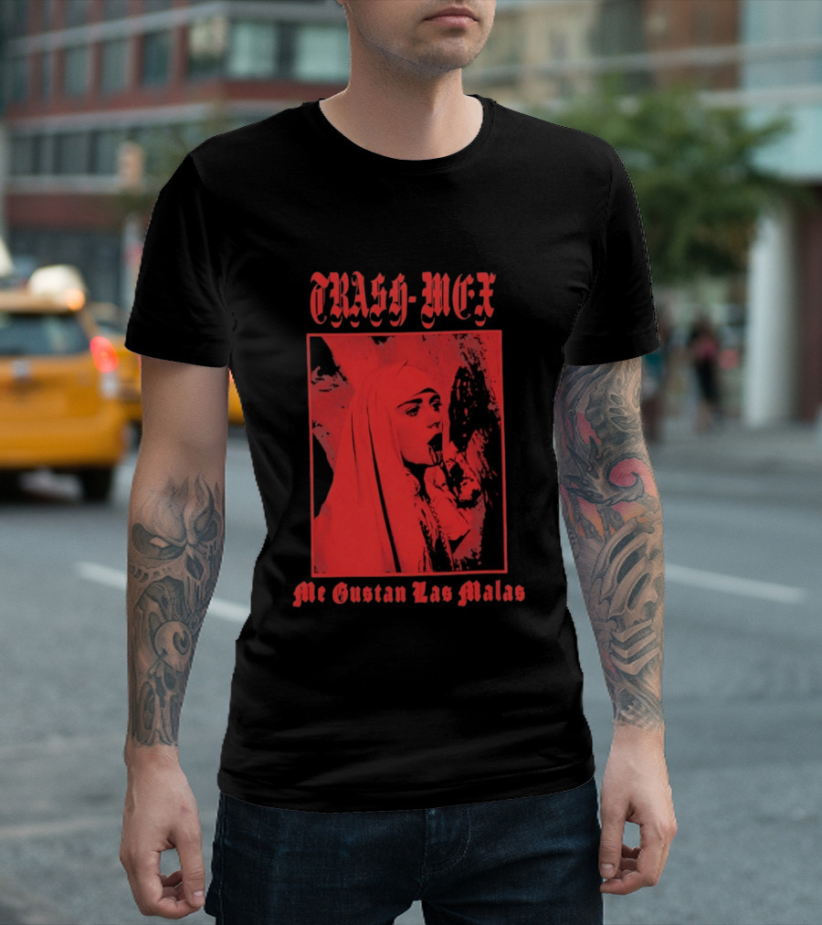 Trash Mex Me Gustan Las Malas Nun Iconic Red Nun T-Shirt