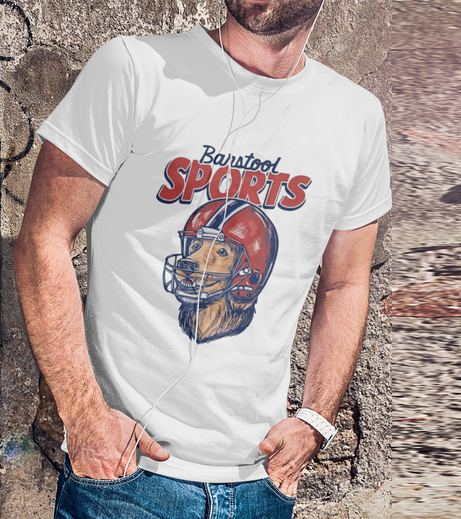Barstool Sports Helmet Dog Red Football Fan T-Shirt