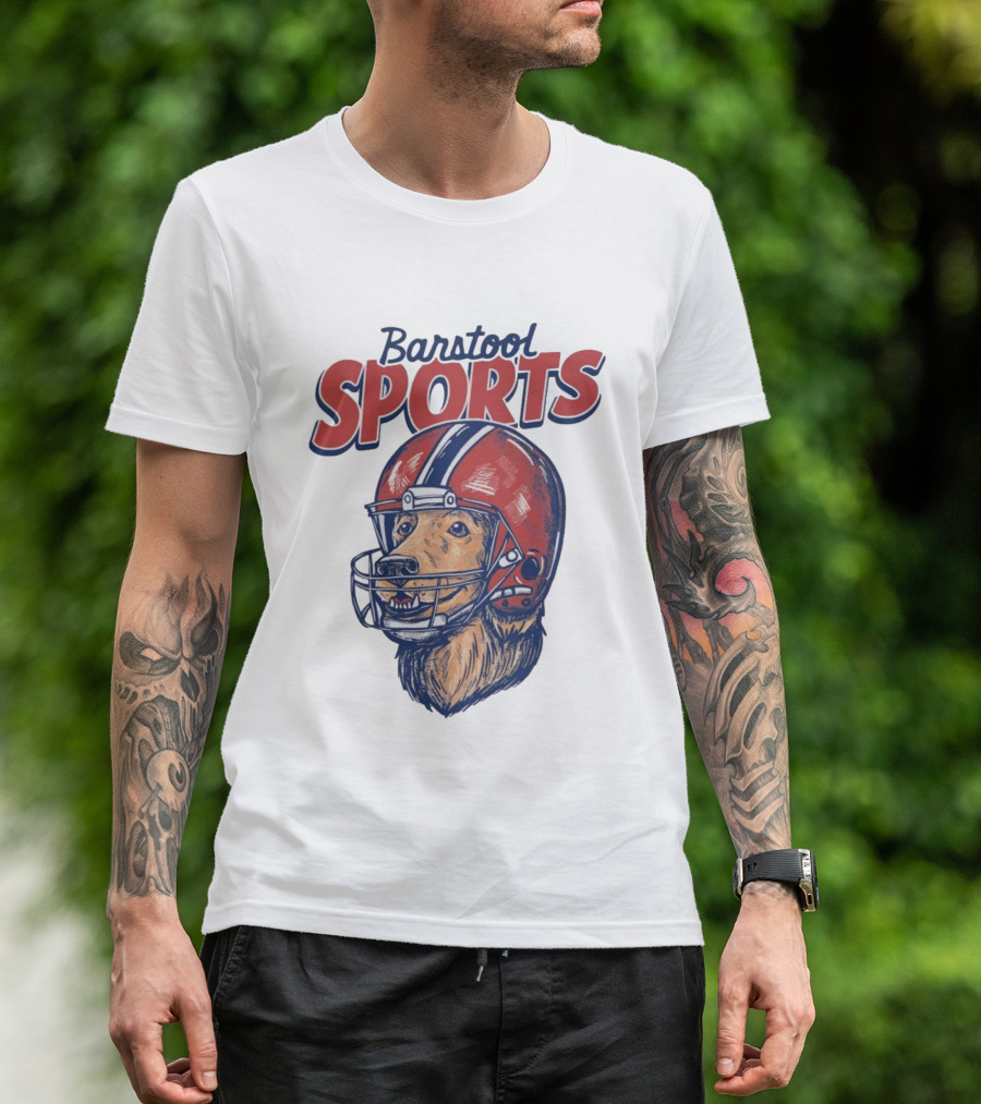 Barstool Sports Helmet Dog Red Football Fan T-Shirt