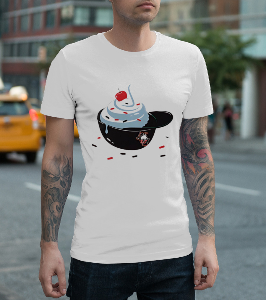 Baseballism Ice Cream Helmet Sundae With Cherry Baseball T-Shirt